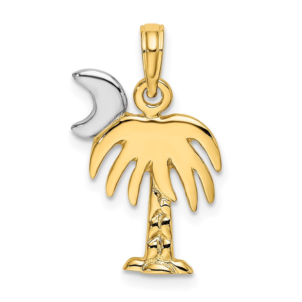 14K Gelb- und Rhodiumgold mit Rhodium-Politur Charleston-Palmenbaum-Charm