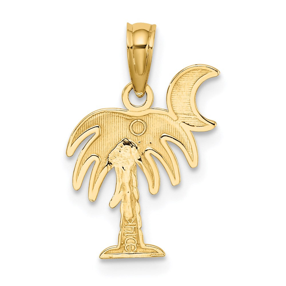 14K Gelb & Rhodium mit Charleston Palme Baum Charm