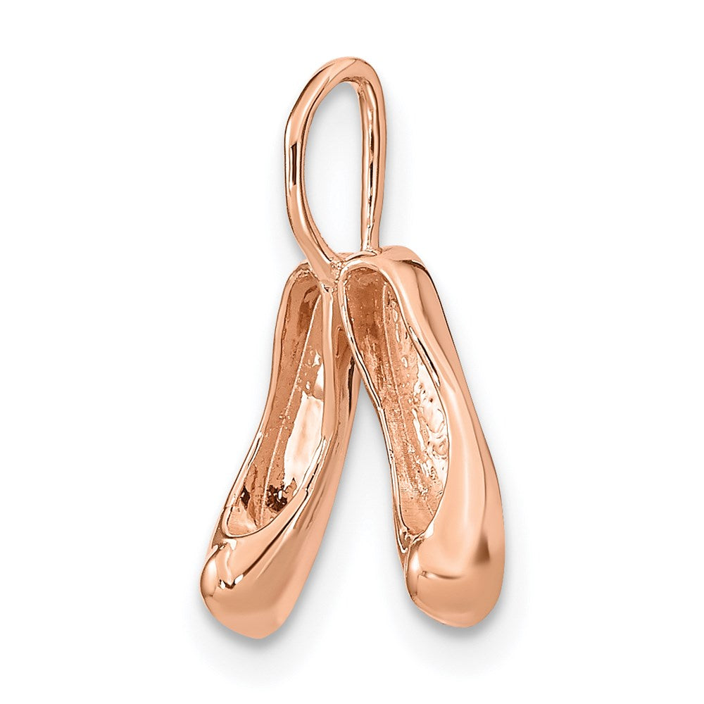 14K Roségold Massiv Poliert 3-d Ballett Slippers Charm