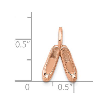 14K Roségold Massiv Poliert 3-d Ballett Slippers Charm