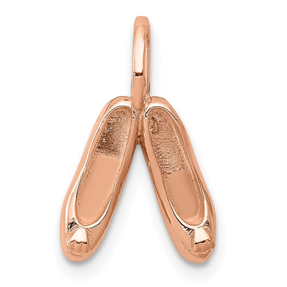 14K Roségold Massiv Poliert 3-d Ballett Slippers Charm