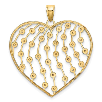 14 Karat Gelb- und Rhodiumgold mit Weißrhodium diamantgeschliffener großer Herz-Anhänger