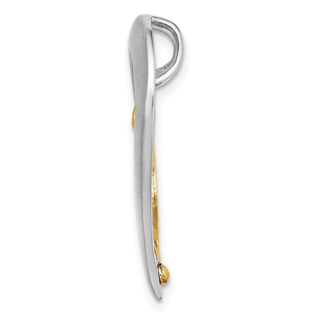 14K Bicolor Strukturiert & Poliert Herz Kette Anhänger Charm