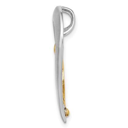 14K Bicolor Strukturiert & Poliert Herz Kette Anhänger Charm