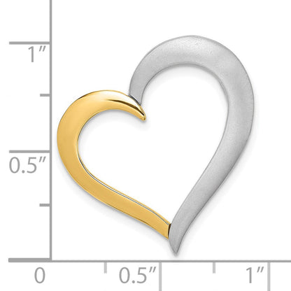 14K Bicolor Strukturiert & Poliert Herz Kette Anhänger Charm