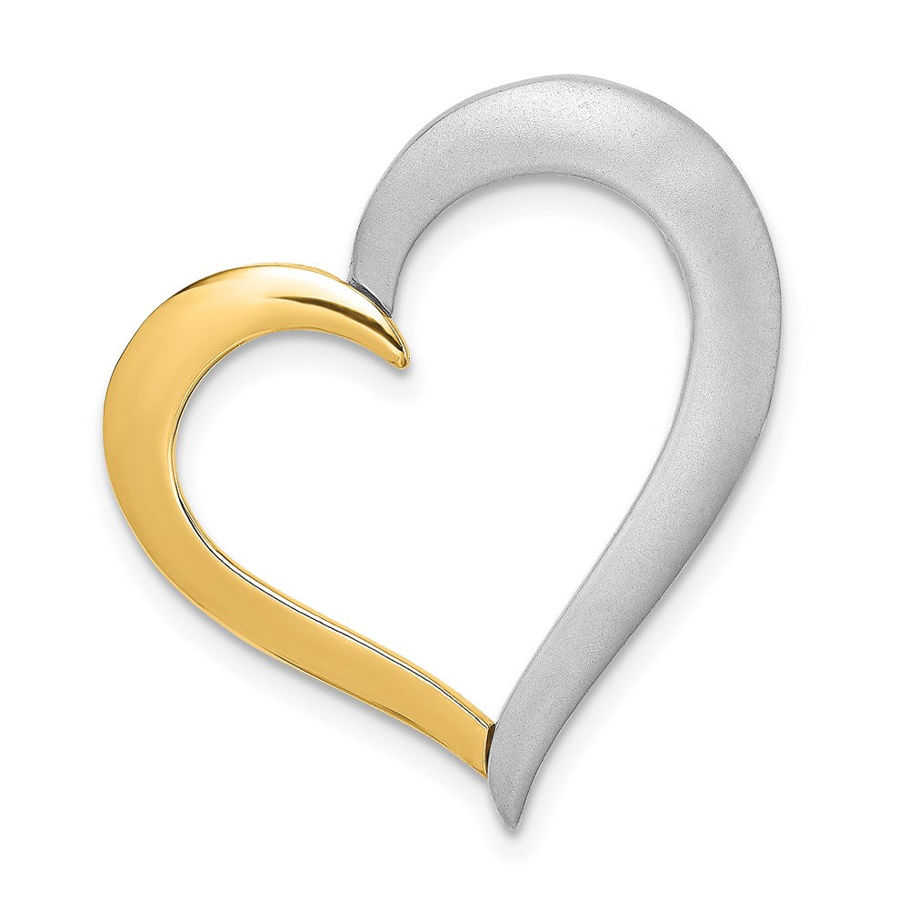 14K Bicolor Strukturiert & Poliert Herz Kette Anhänger Charm