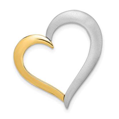 14K Bicolor Strukturiert & Poliert Herz Kette Anhänger Charm