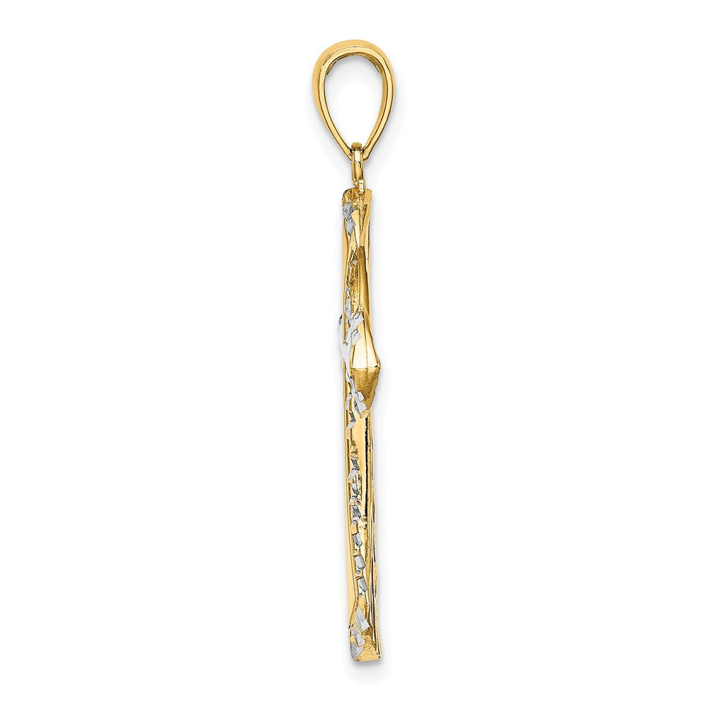 14 Karat Gelb- und Rhodiumgold mit Rhodium und diamantiertem, wendbarem Kreuz-Charm