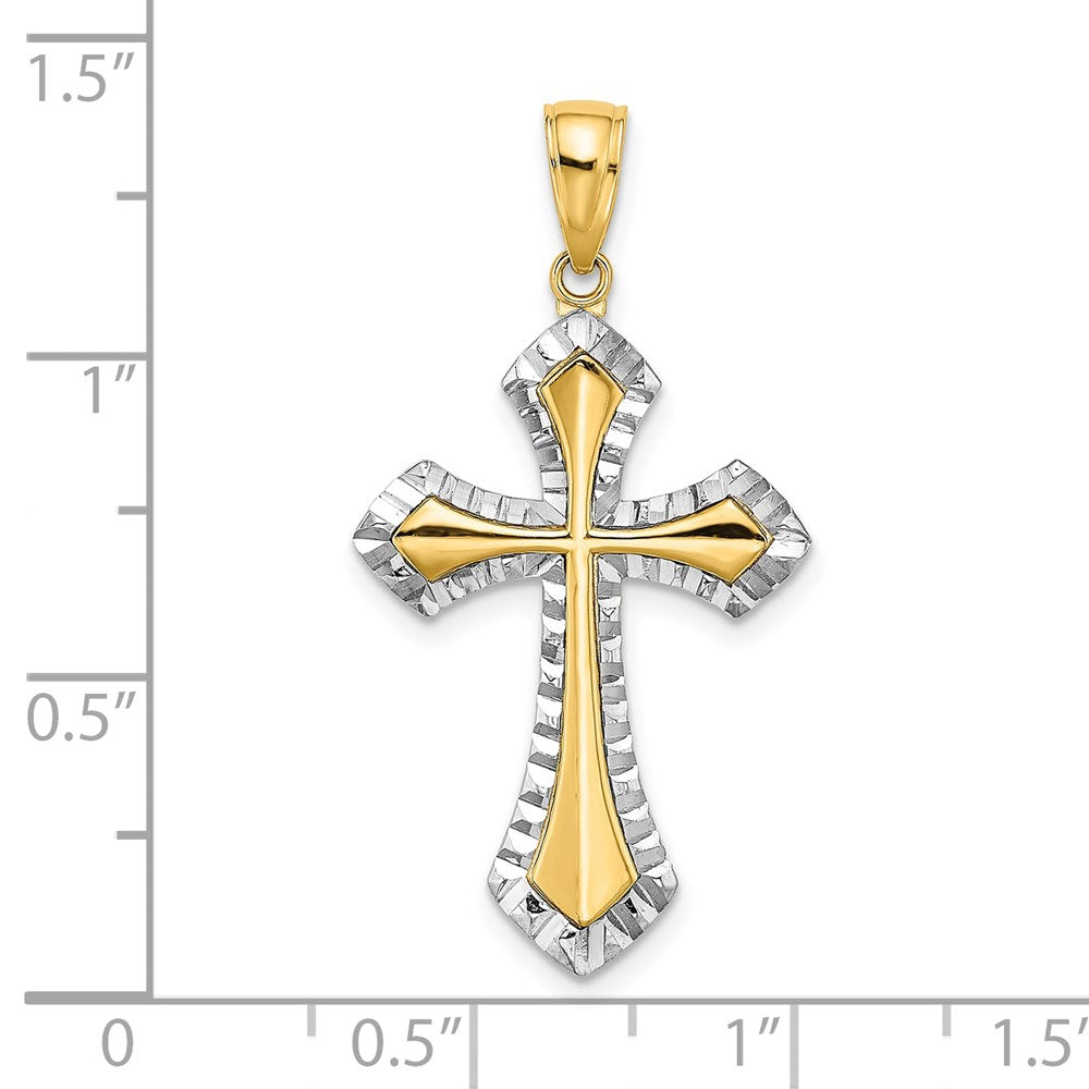 14 Karat Gelb- und Rhodiumgold mit Rhodium und diamantiertem, wendbarem Kreuz-Charm