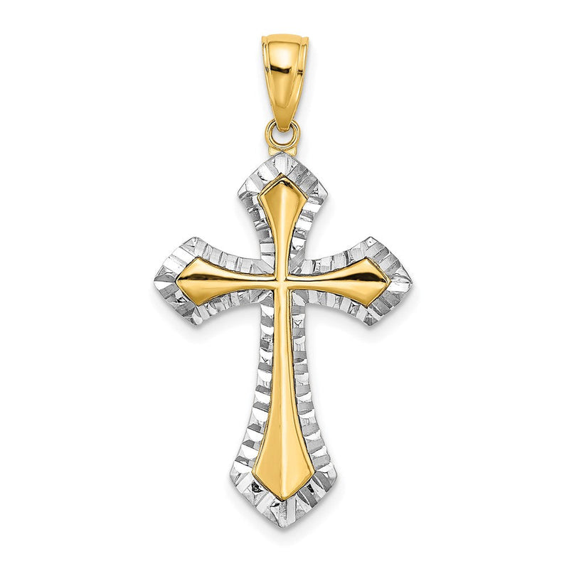 14 Karat Gelb- und Rhodiumgold mit Rhodium und diamantiertem, wendbarem Kreuz-Charm