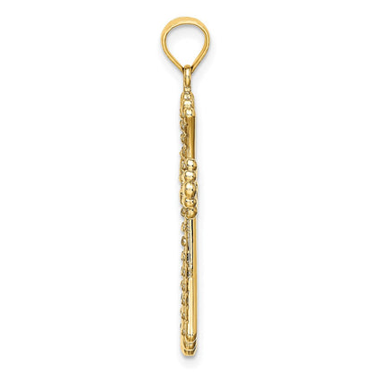14K Gelb- und Rhodiumgold mit Rhodium und diamantiertem, wendbarem Kreuz-Charm