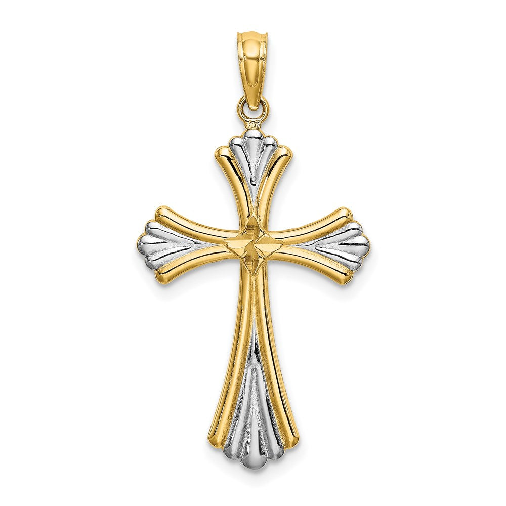 14K Gelb- und Rhodiumgold mit Rhodium und diamantiertem, wendbarem Kreuz-Charm