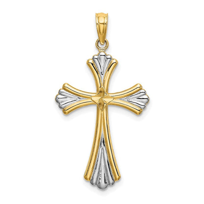 14K Gelb- und Rhodiumgold mit Rhodium und diamantiertem, wendbarem Kreuz-Charm