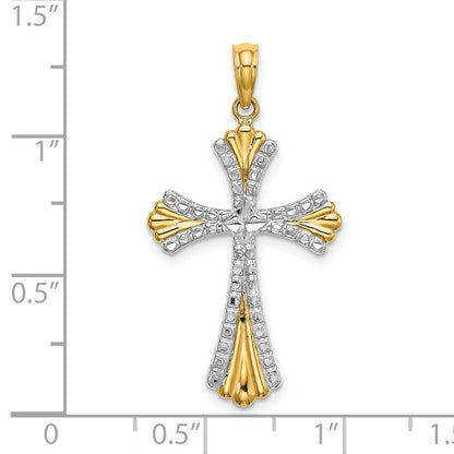 14K Gelb- und Rhodiumgold mit Rhodium und diamantiertem, wendbarem Kreuz-Charm