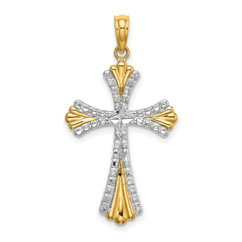 14K Gelb- und Rhodiumgold mit Rhodium und diamantiertem, wendbarem Kreuz-Charm