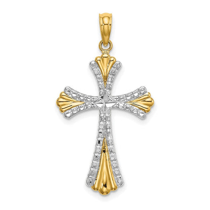 14K Gelb- und Rhodiumgold mit Rhodium und diamantiertem, wendbarem Kreuz-Charm