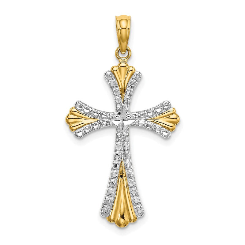 14K Gelb- und Rhodiumgold mit Rhodium und diamantiertem, wendbarem Kreuz-Charm