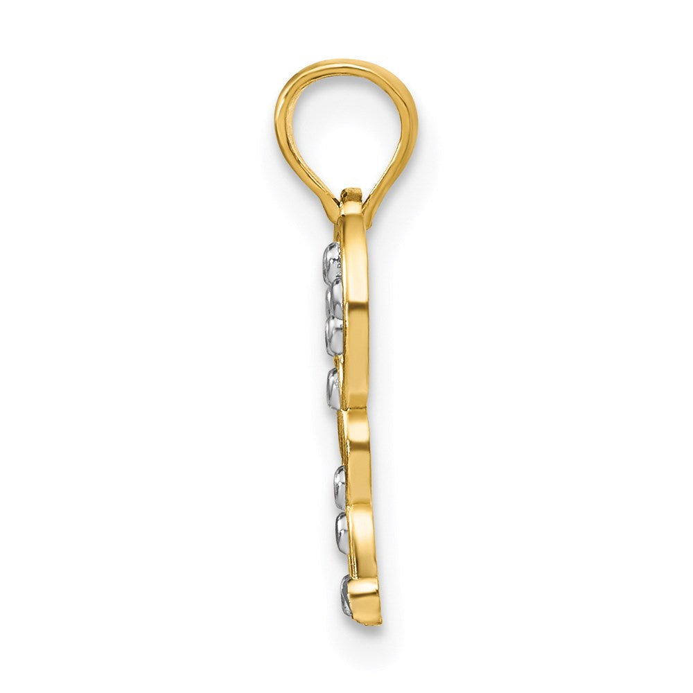 14K Gelb & Rhodium mit Schmetterling Charm