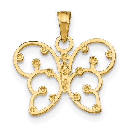 14K Gelb & Rhodium mit Schmetterling Charm