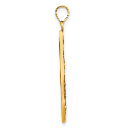 14K Gelb- und Rhodiumgold Tropfen-Charm mit Rhodium, Herzmotiv, Perlrand, Filigran, diamantiert