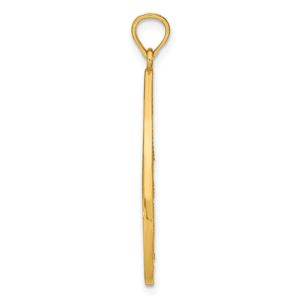 14K Gelb & Rhodium mit Rhodium Gekugelt Filigran Diamantiert Tropfen Charm