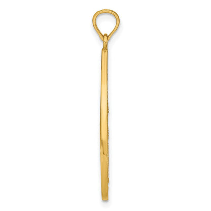 14K Gelb & Rhodium mit Rhodium Gekugelt Filigran Diamantiert Tropfen Charm