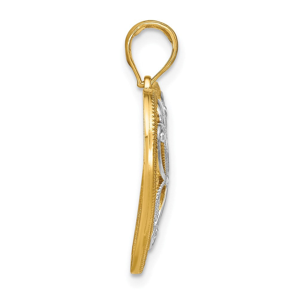 14K Gelbgold & Rhodiumgold mit Rhodium-Filigran-Herzcharm
