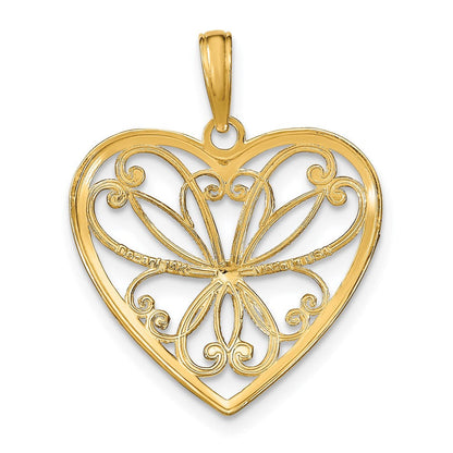 14K Gelbgold & Rhodiumgold mit Rhodium-Filigran-Herzcharm