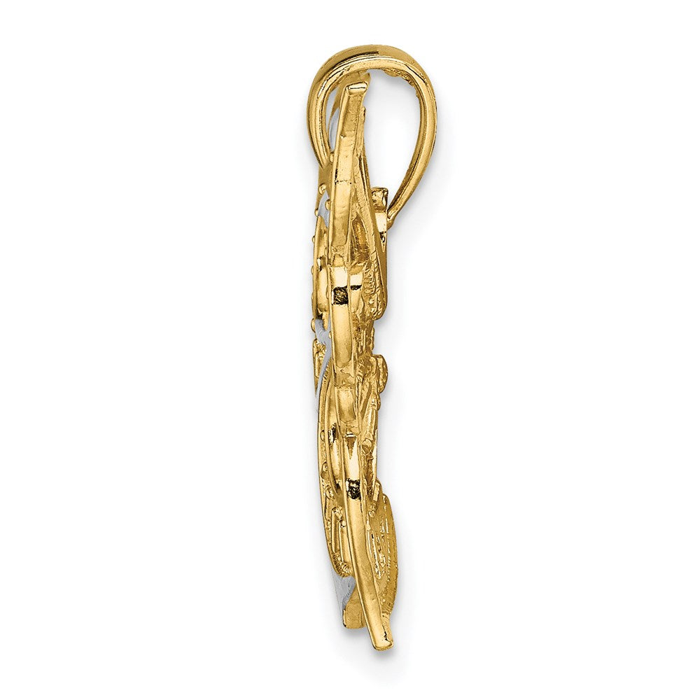 14k Bicolor-Gold Diamant-geschliffener Schmetterling-Charm