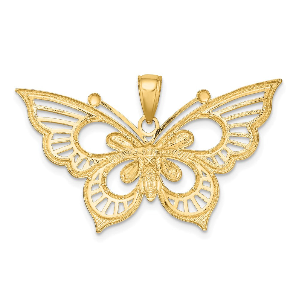 14k Bicolor-Gold Diamant-geschliffener Schmetterling-Charm