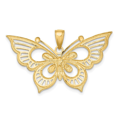 14k Bicolor-Gold Diamant-geschliffener Schmetterling-Charm