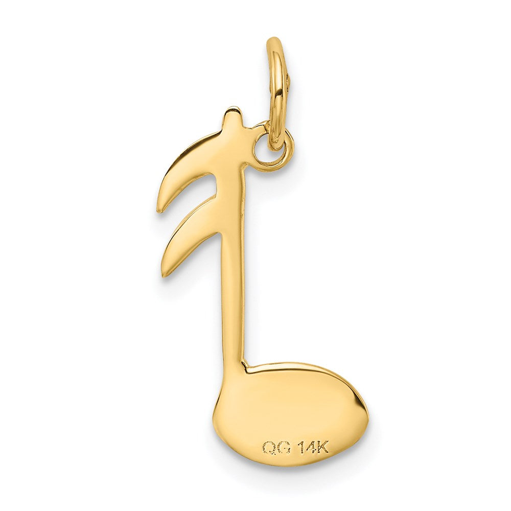 14K Gelbgold Poliert Flach-backed Musical Note Charm