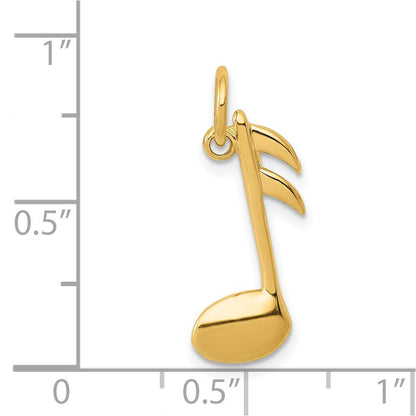 14K Gelbgold Poliert Flach-backed Musical Note Charm
