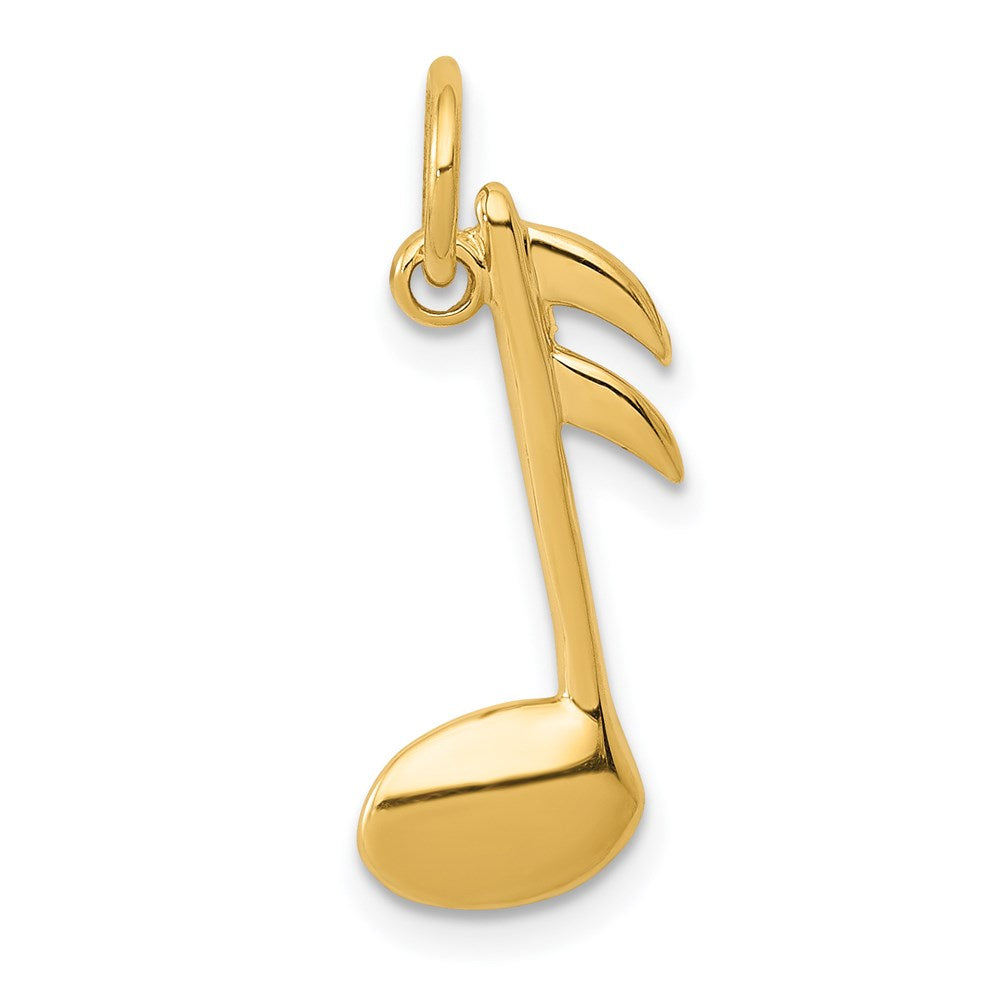 14K Gelbgold Poliert Flach-backed Musical Note Charm