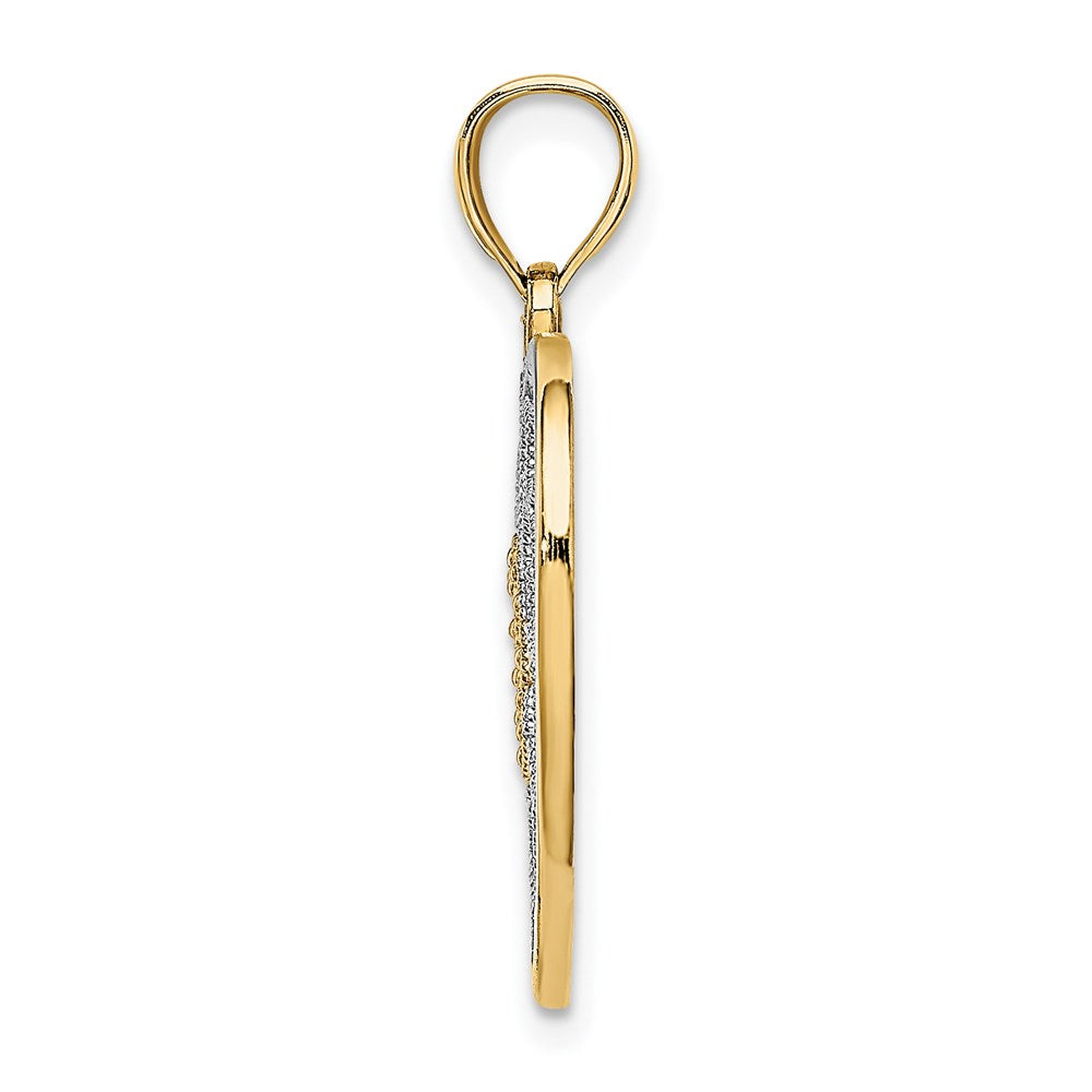 14K Gelbgold mit Rhodium-Filigran-Herzcharm