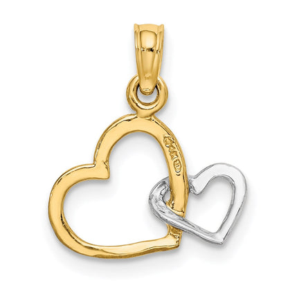 14K Bicolor Poliert Herzen Interwined Charm