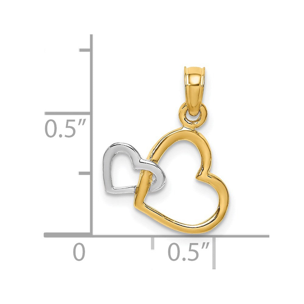 14K Bicolor Poliert Herzen Interwined Charm