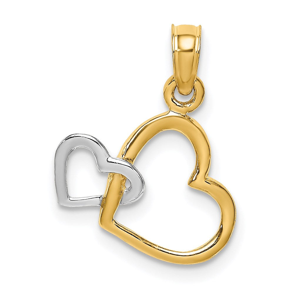 14K Bicolor Poliert Herzen Interwined Charm