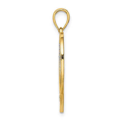 14K Gelbgold & Rhodium & Weißes Rhodium Herz-Charm mit weißem Kreuz in der Mitte