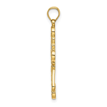 14K Gelbgold & Rhodiumgold mit Rhodium diamantiertem Blumendesign-Kreuz-Charm