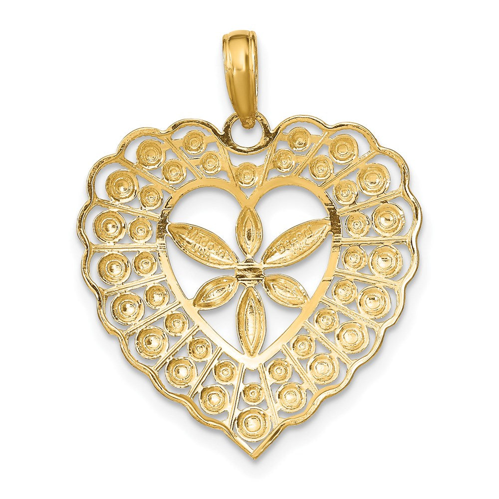 14K Gelb- und Rhodiumgold mit Rhodium-Blumen- und Perlherz-Charm