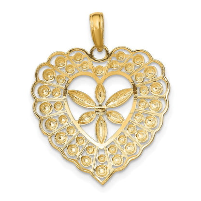 14K Gelb- und Rhodiumgold mit Rhodium-Blumen- und Perlherz-Charm