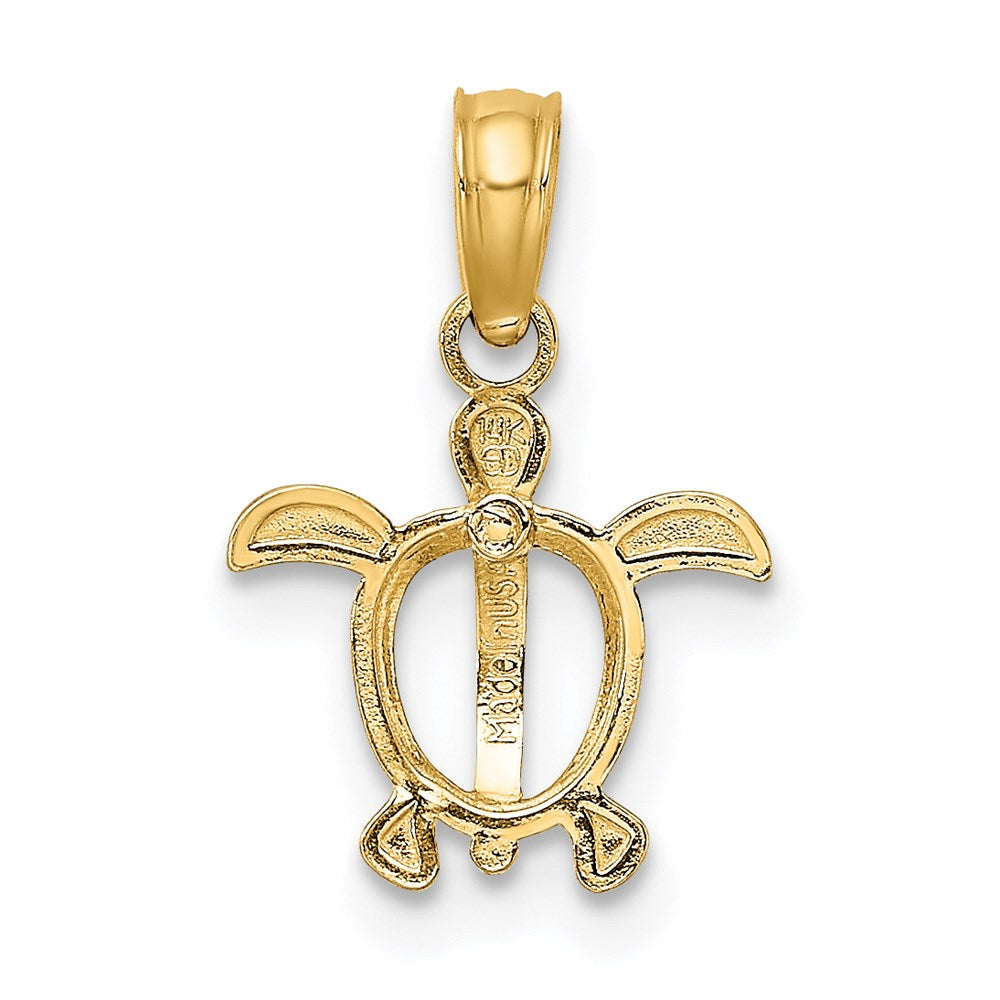 14K Gelb & Rhodium mit Weiß Meer Schildkröte Charm