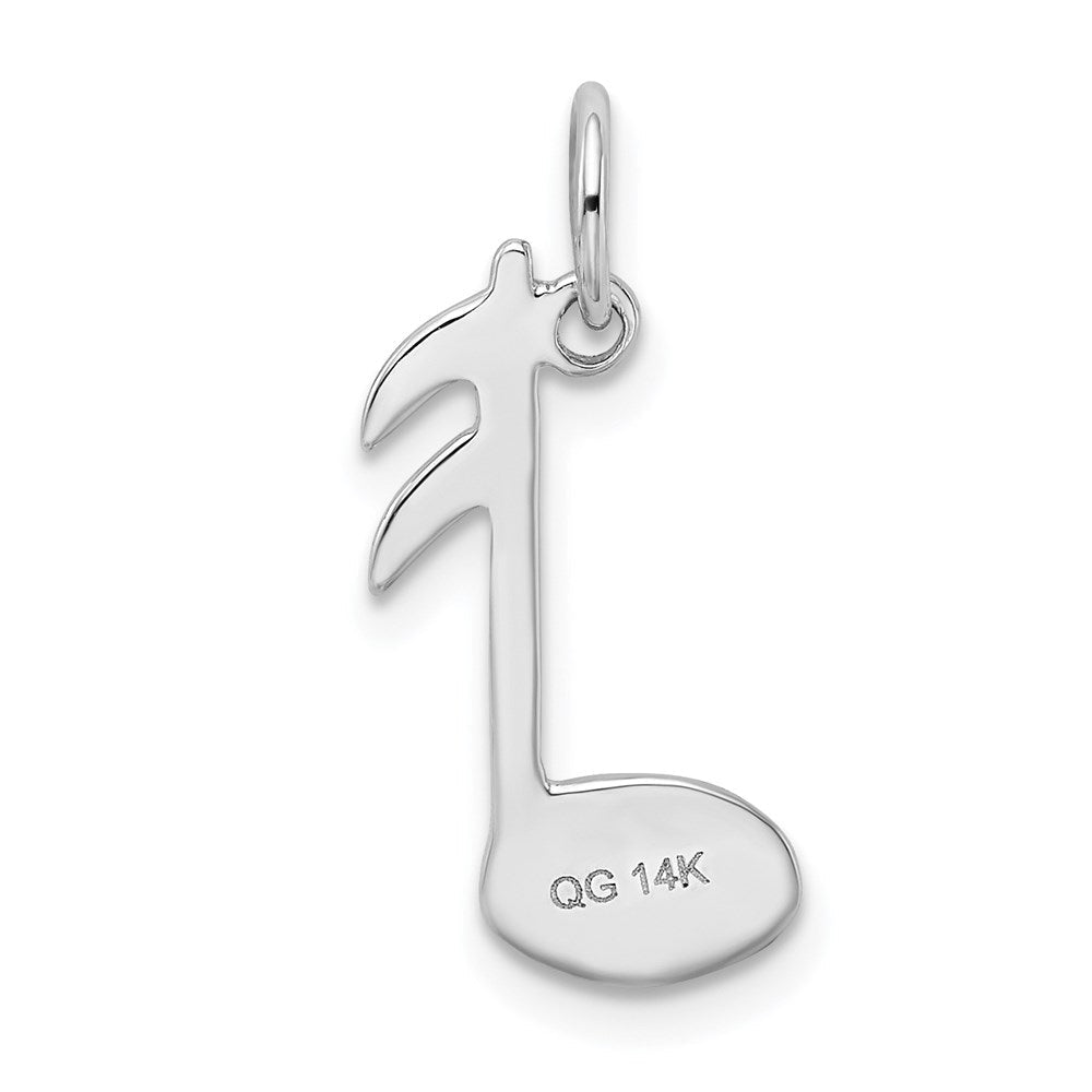 14K Weißgold Poliert Flach-backed Musical Note Charm