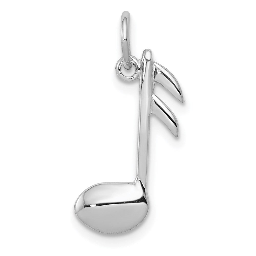 14K Weißgold Poliert Flach-backed Musical Note Charm