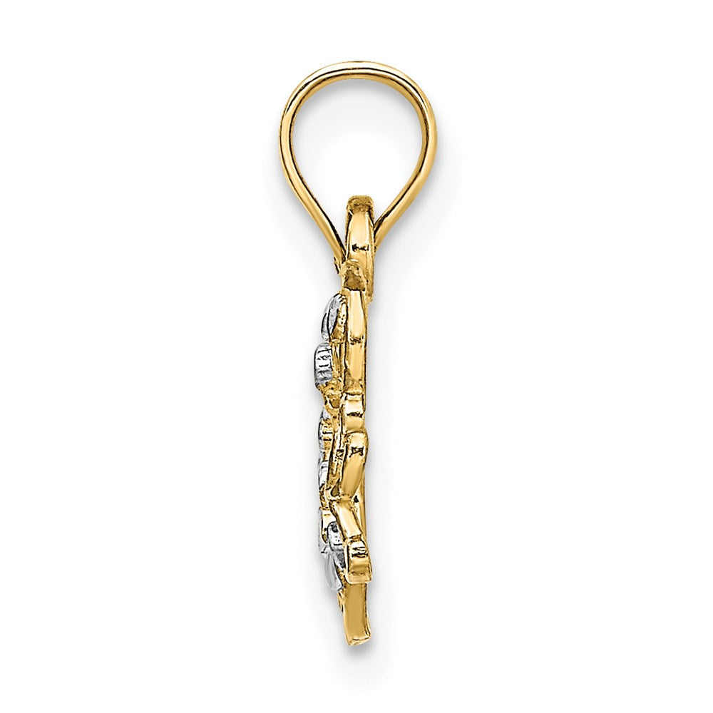 14K Gelb & Rhodium mit Diamantiert Schmetterling Charm