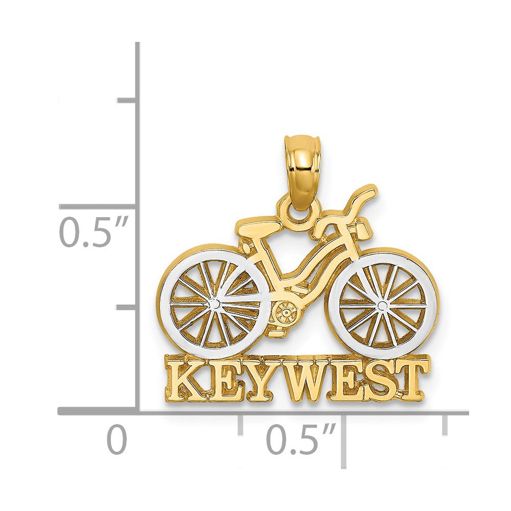 14K Gelbgold und Rhodiumgold mit Weißrhodium KEY WEST Fahrrad-Charm