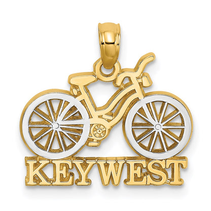 14K Gelbgold und Rhodiumgold mit Weißrhodium KEY WEST Fahrrad-Charm