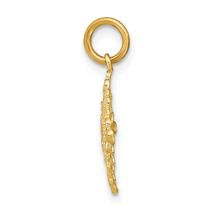 14K Gelb & Rhodium mit Rhodium und Diamantiert Filigran Medallion Charm