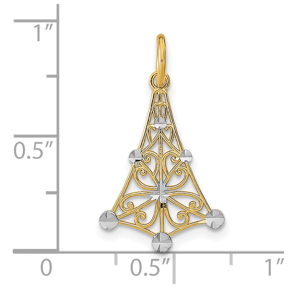 14K Gelb & Rhodium mit Rhodium Diamantiert Chandellier Charm